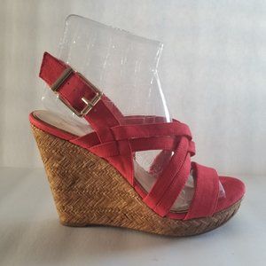 Jessica Simpson Red Orange Wedge Sandals